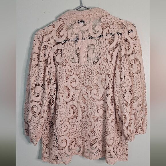 NWT Lace Long Sleeve Blouce Jacket & Camisole Set Size L PeachyPink. - Picture 4 of 7